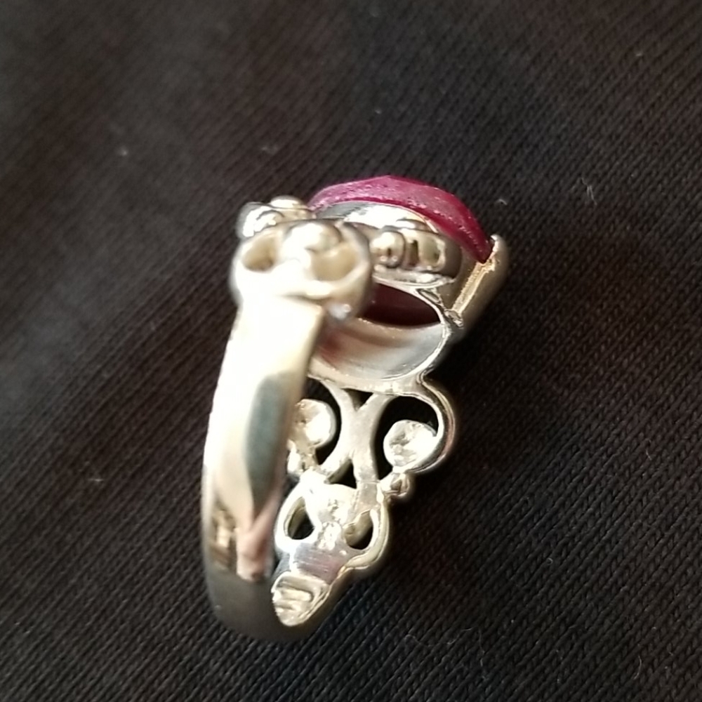 Ruby large sterling silver ring size 7.5 - Picture 5 of 6